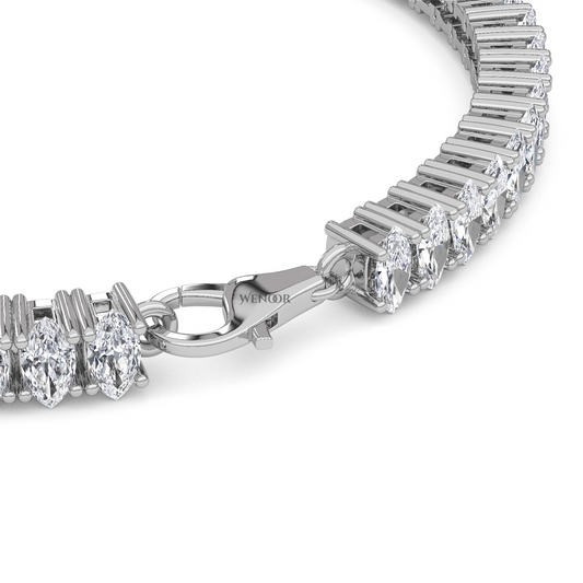 Luxury Marquise Diamond Tennis Bracelet Gift - Lab Grown, 18K Gold