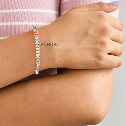 Luxury Marquise Diamond Tennis Bracelet Gift - Lab Grown, 18K Gold
