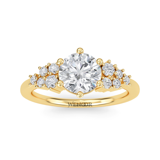 Women’s wedding band with round brilliant lab diamonds set–dainty stackable ring