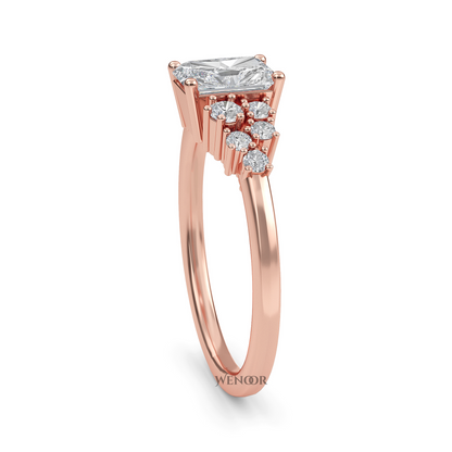 Sparkling Elongated Radiant Cut Diamond Ring Luxury Lab Created