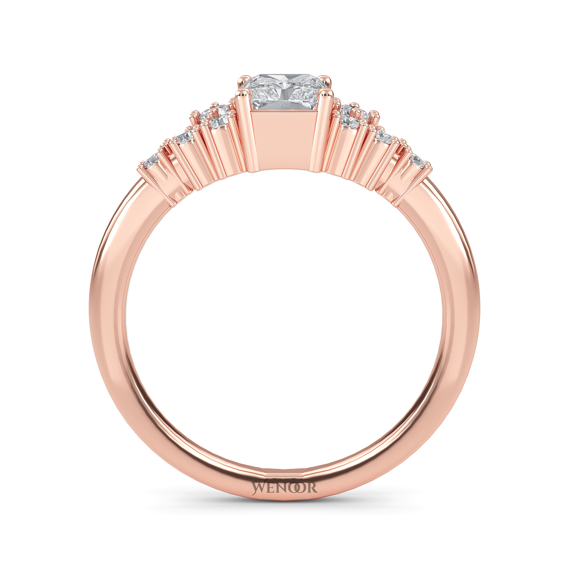 Sparkling Elongated Radiant Cut Diamond Ring Luxury Lab Created