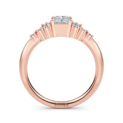 Sparkling Elongated Radiant Cut Diamond Ring Luxury Lab Created