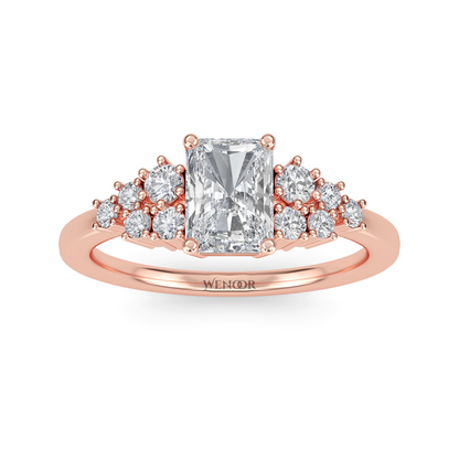 Sparkling Elongated Radiant Cut Diamond Ring Luxury Lab Created