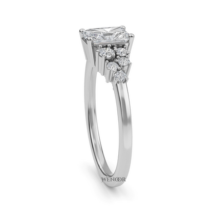 Sparkling Elongated Radiant Cut Diamond Ring Luxury Lab Created