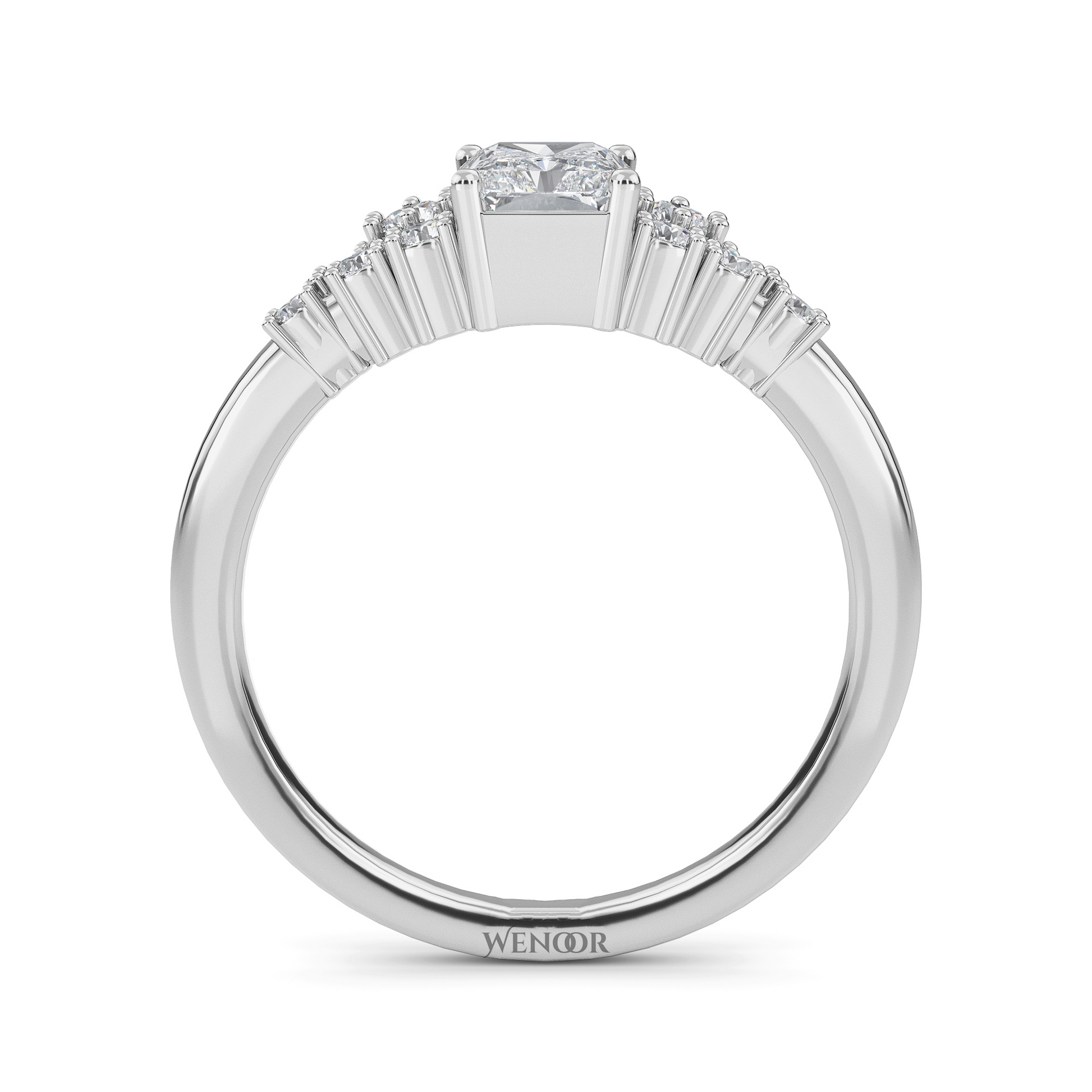 Sparkling Elongated Radiant Cut Diamond Ring Luxury Lab Created