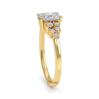 Sparkling Elongated Radiant Cut Diamond Ring Luxury Lab Created