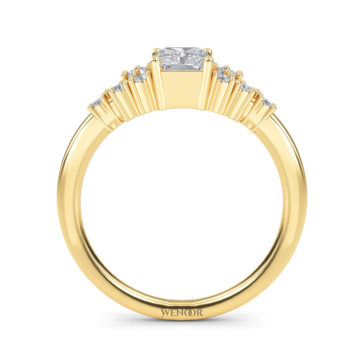Sparkling Elongated Radiant Cut Diamond Ring Luxury Lab Created