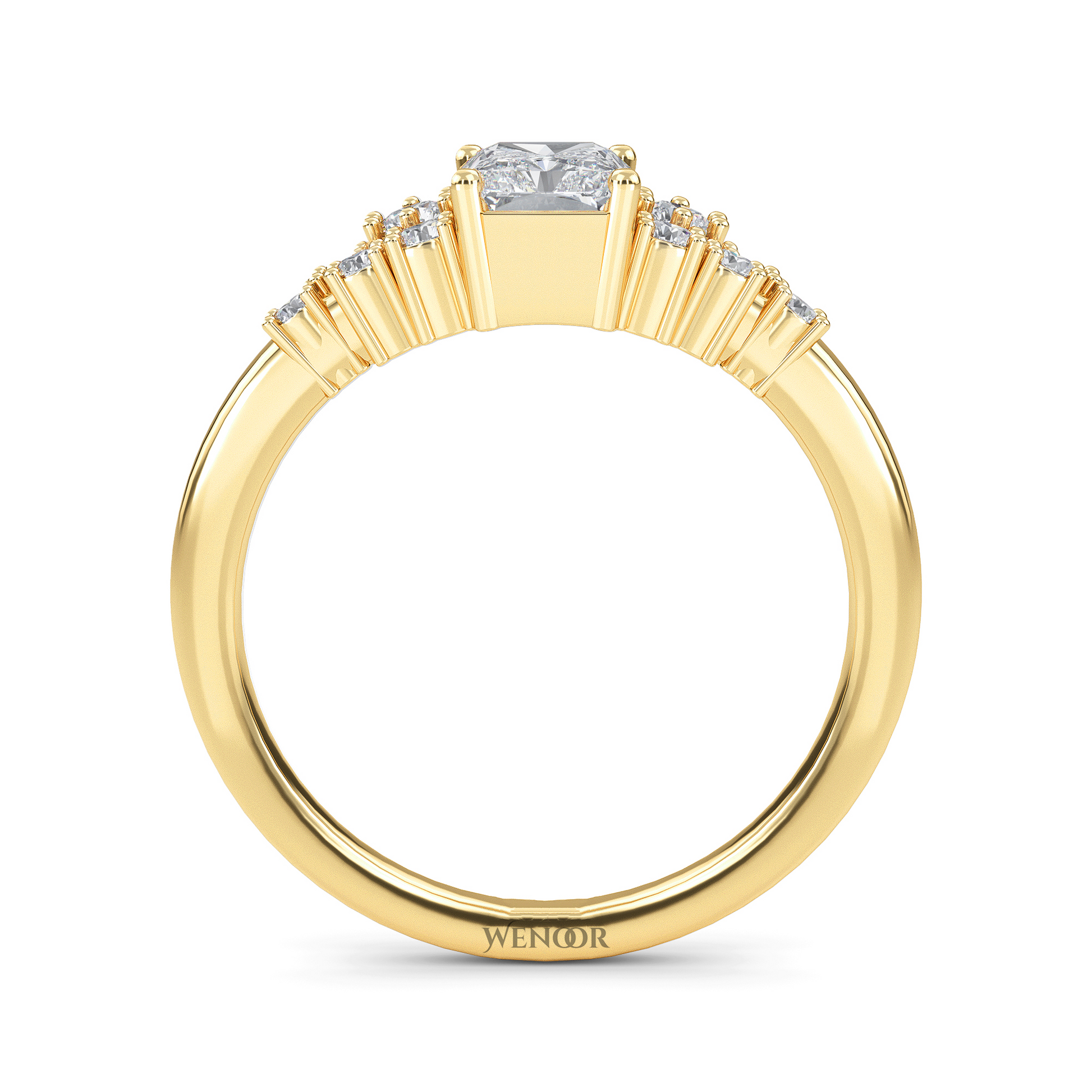 Sparkling Elongated Radiant Cut Diamond Ring Luxury Lab Created