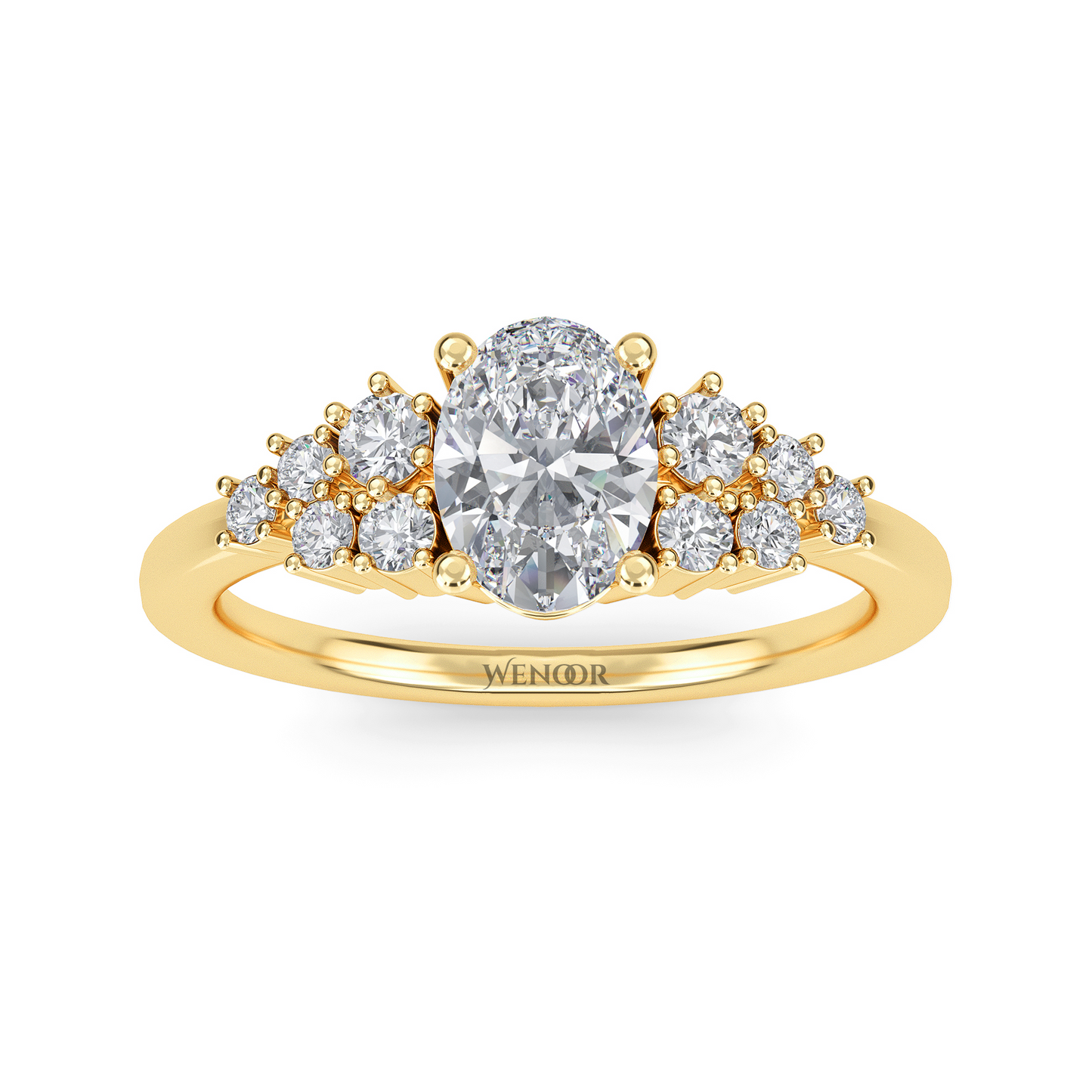 Wenoor Oval Cut Lab Grown Diamond Engagement Ring in 12K, 14K, 18K Gold