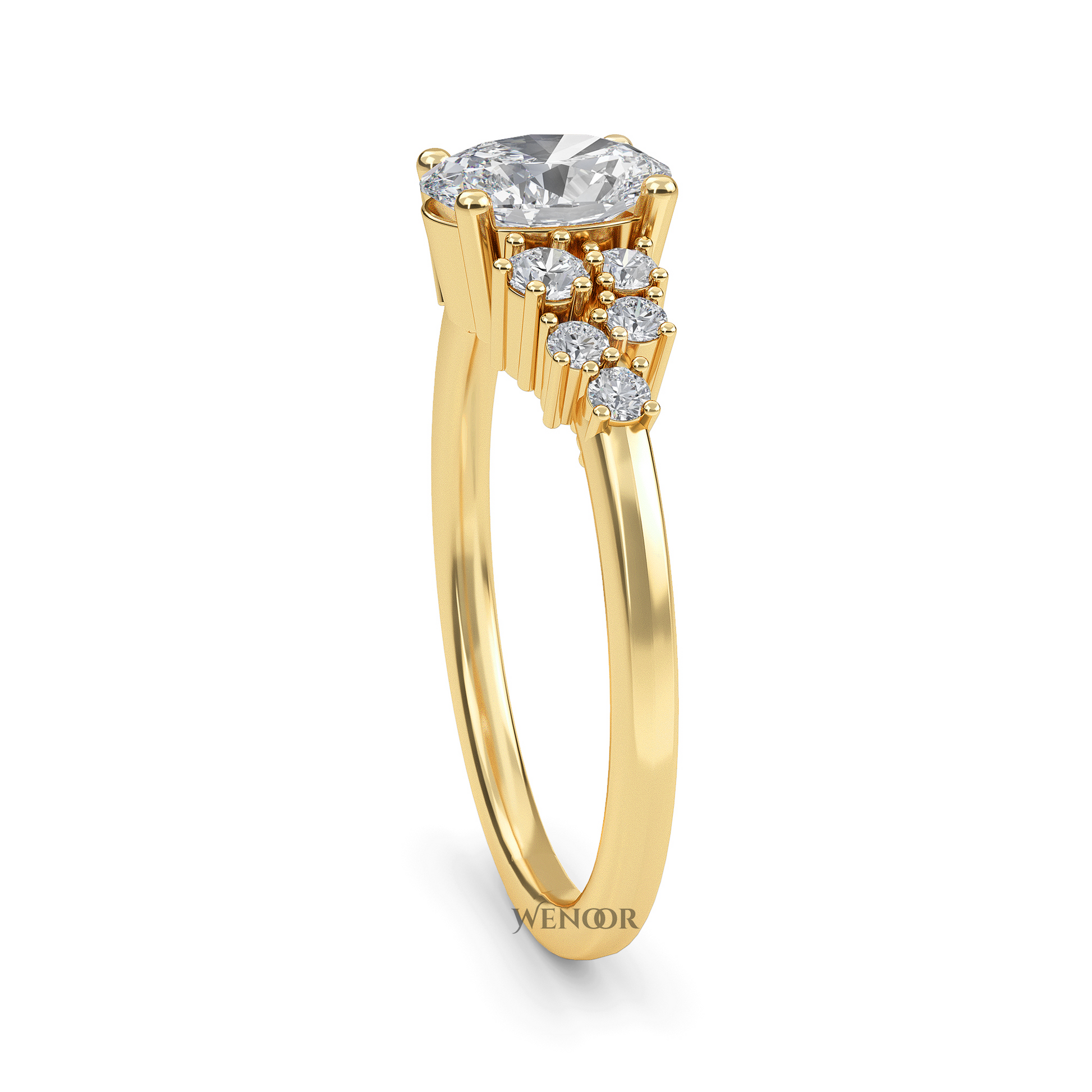 Wenoor Oval Cut Lab Grown Diamond Engagement Ring in 12K, 14K, 18K Gold