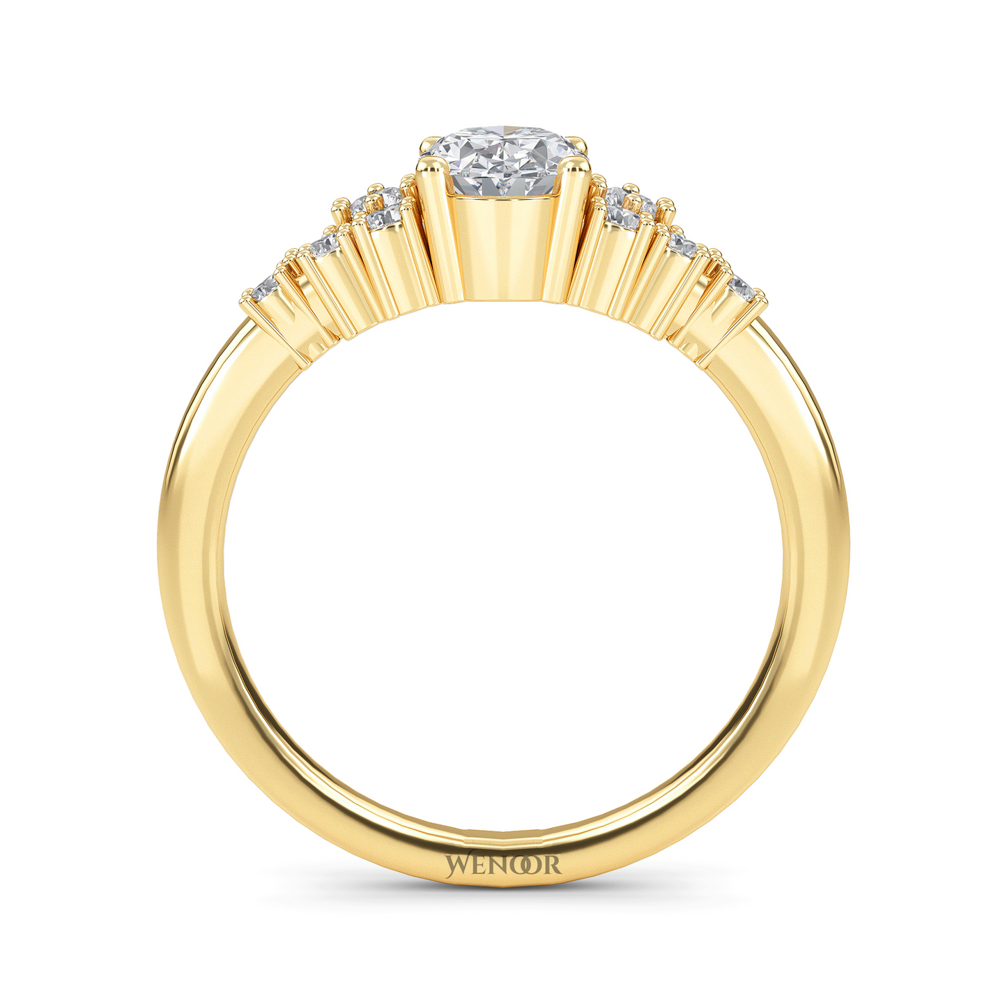 Wenoor Oval Cut Lab Grown Diamond Engagement Ring in 12K, 14K, 18K Gold