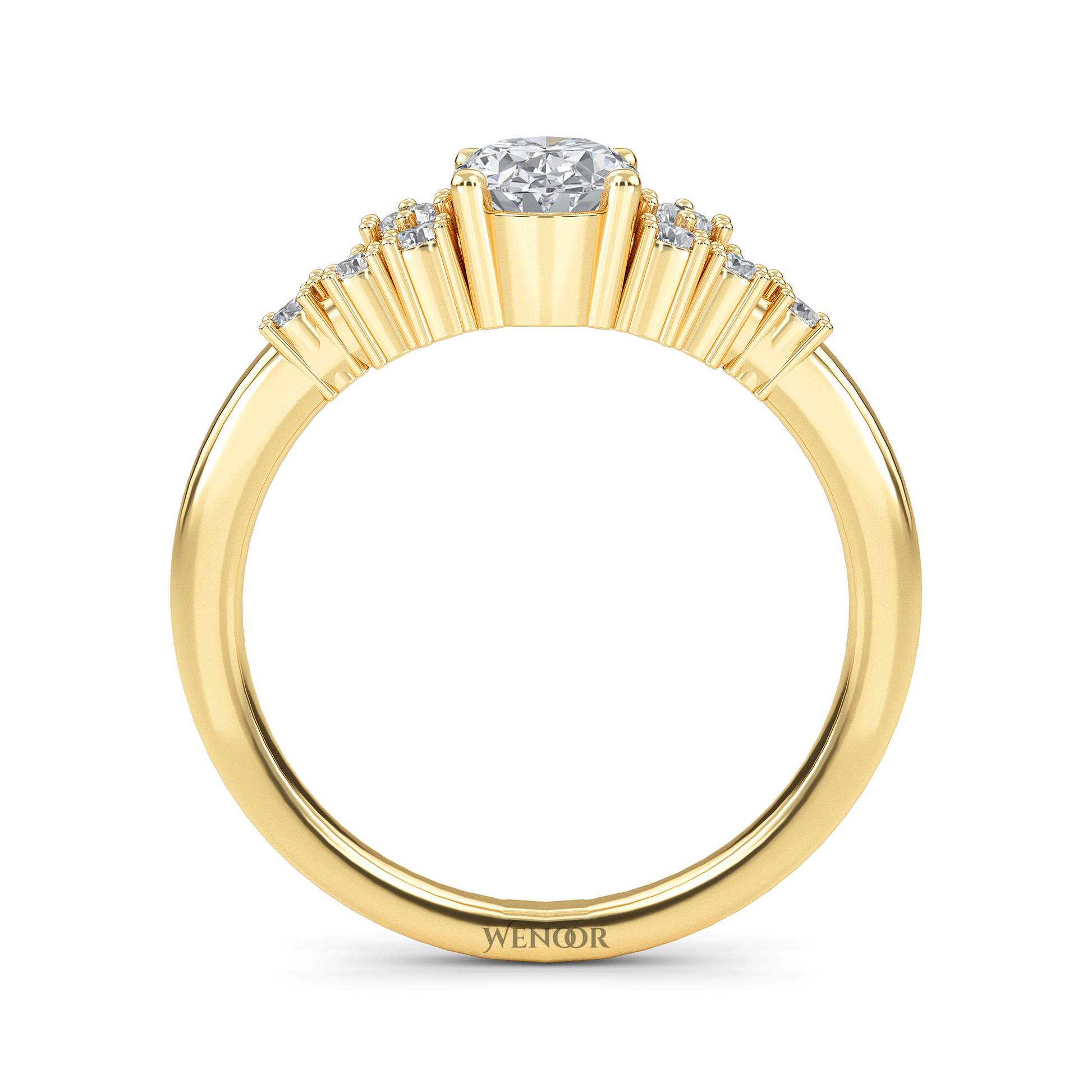 Wenoor Oval Cut Lab Grown Diamond Engagement Ring in 12K, 14K, 18K Gold