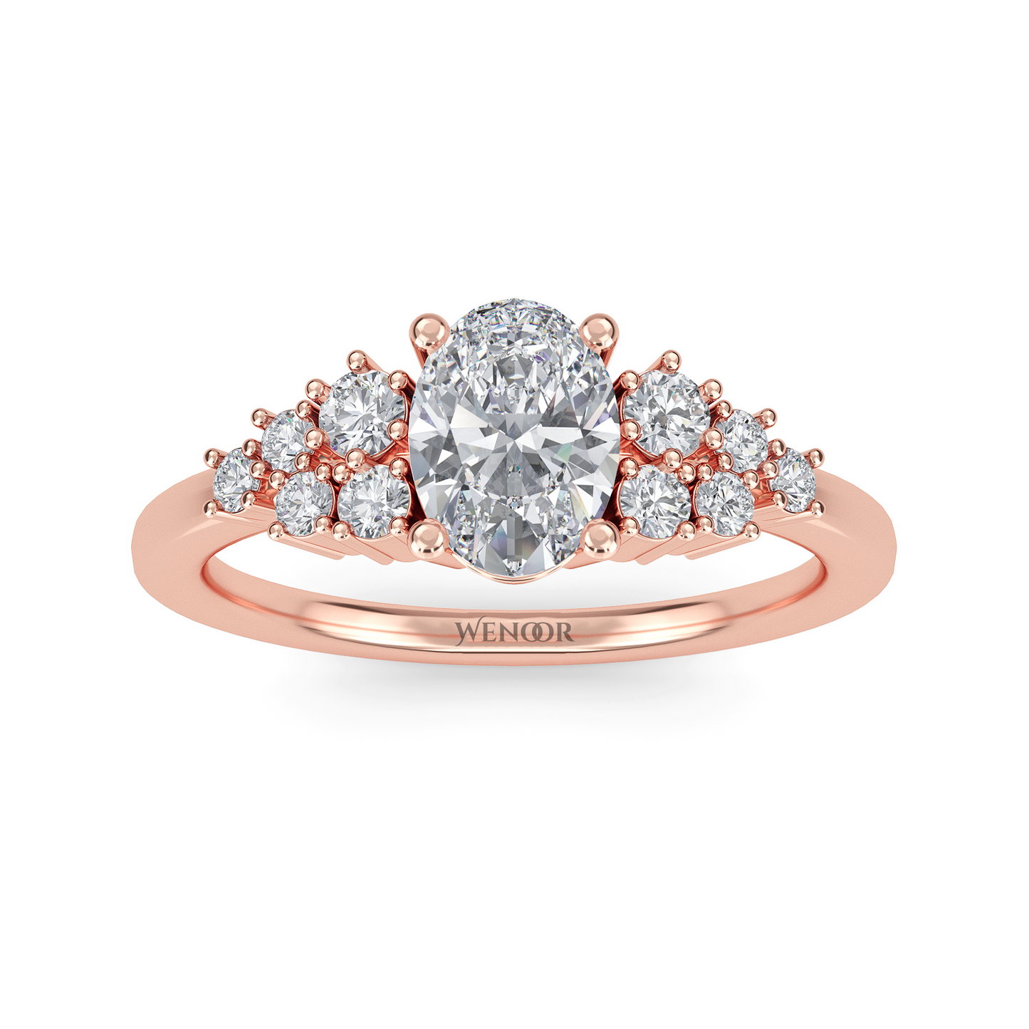 Wenoor Oval Cut Lab Grown Diamond Engagement Ring in 12K, 14K, 18K Gold