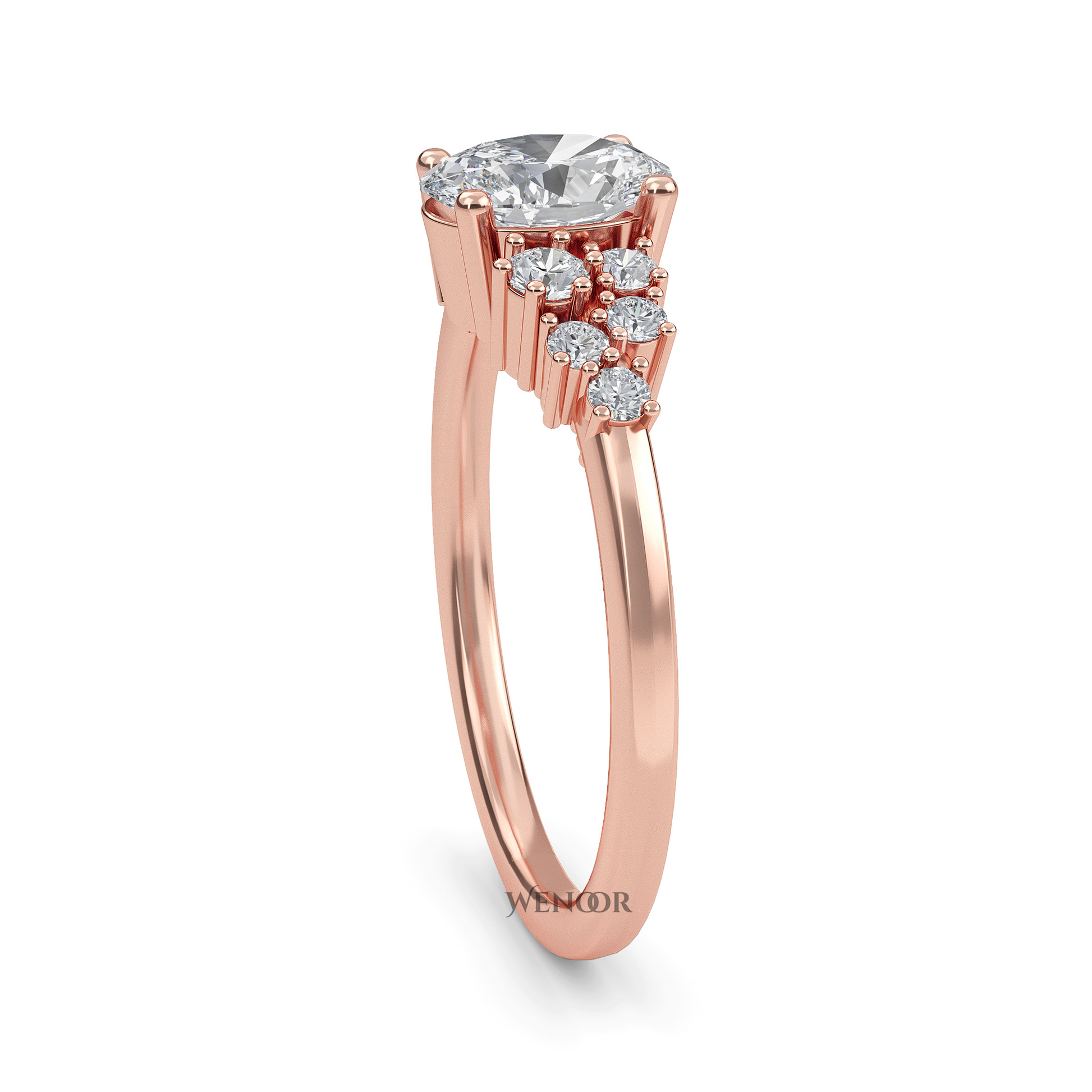 Wenoor Oval Cut Lab Grown Diamond Engagement Ring in 12K, 14K, 18K Gold