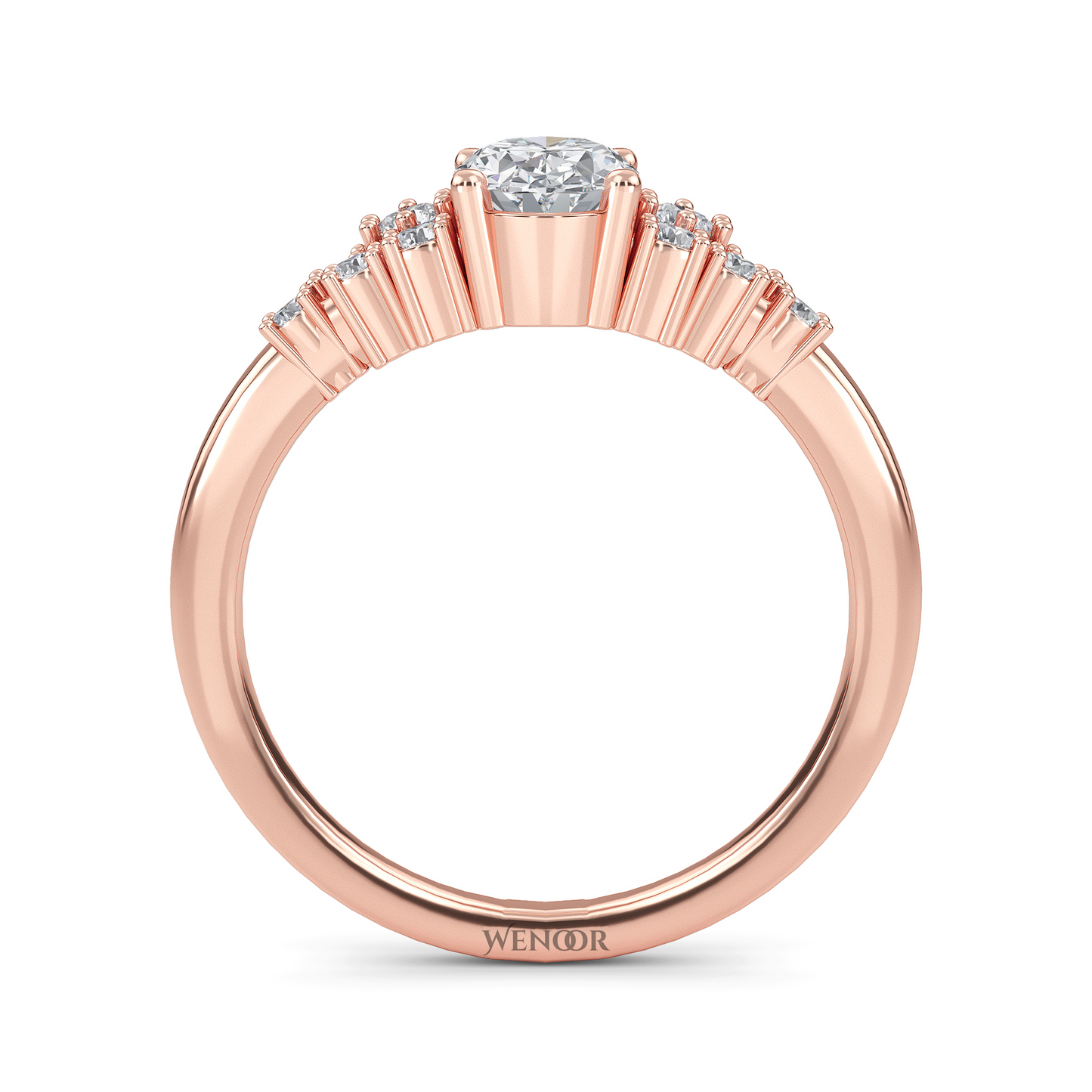 Wenoor Oval Cut Lab Grown Diamond Engagement Ring in 12K, 14K, 18K Gold