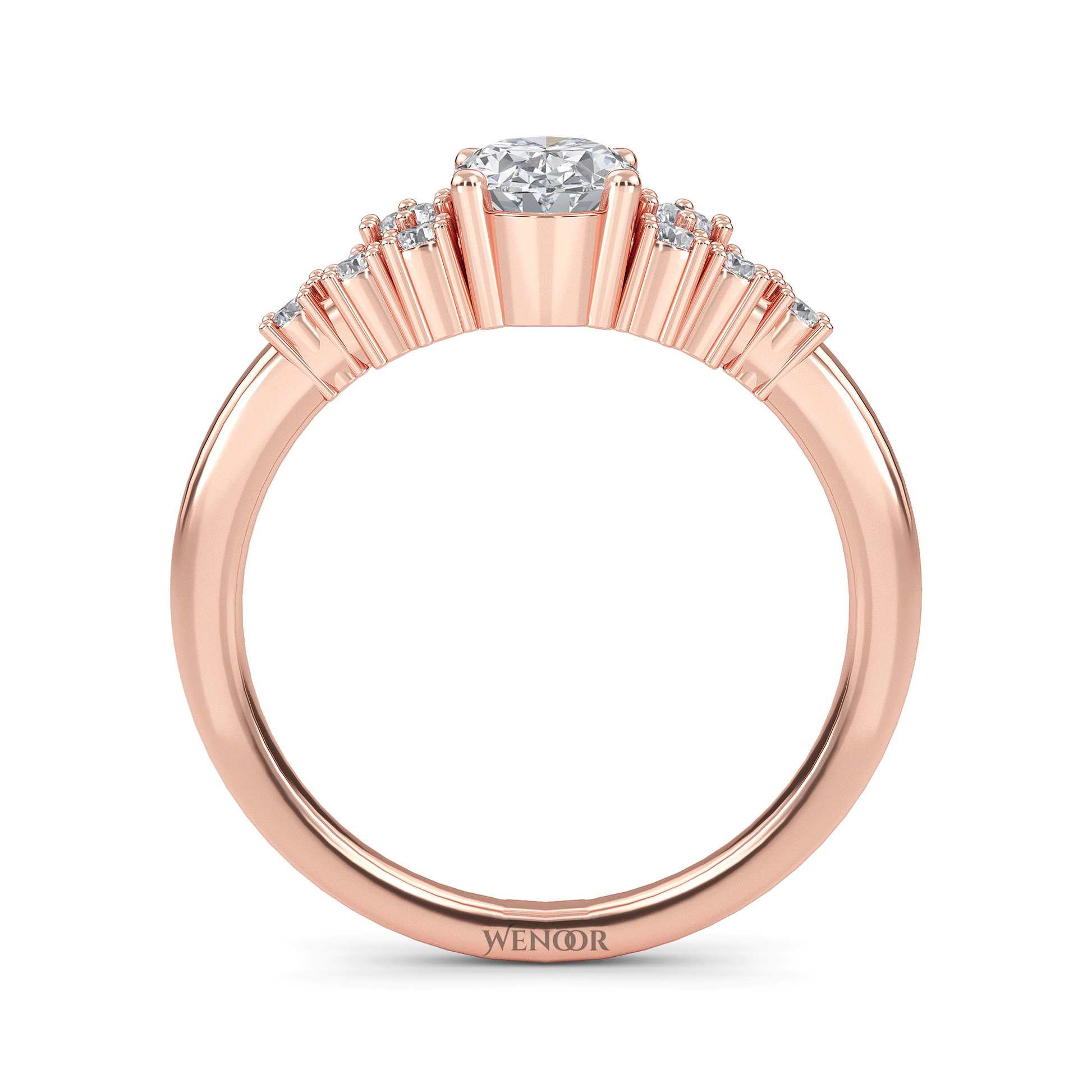 Wenoor Oval Cut Lab Grown Diamond Engagement Ring in 12K, 14K, 18K Gold