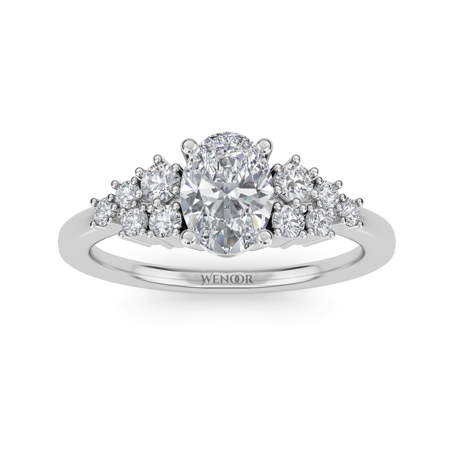 Wenoor Oval Cut Lab Grown Diamond Engagement Ring in 12K, 14K, 18K Gold