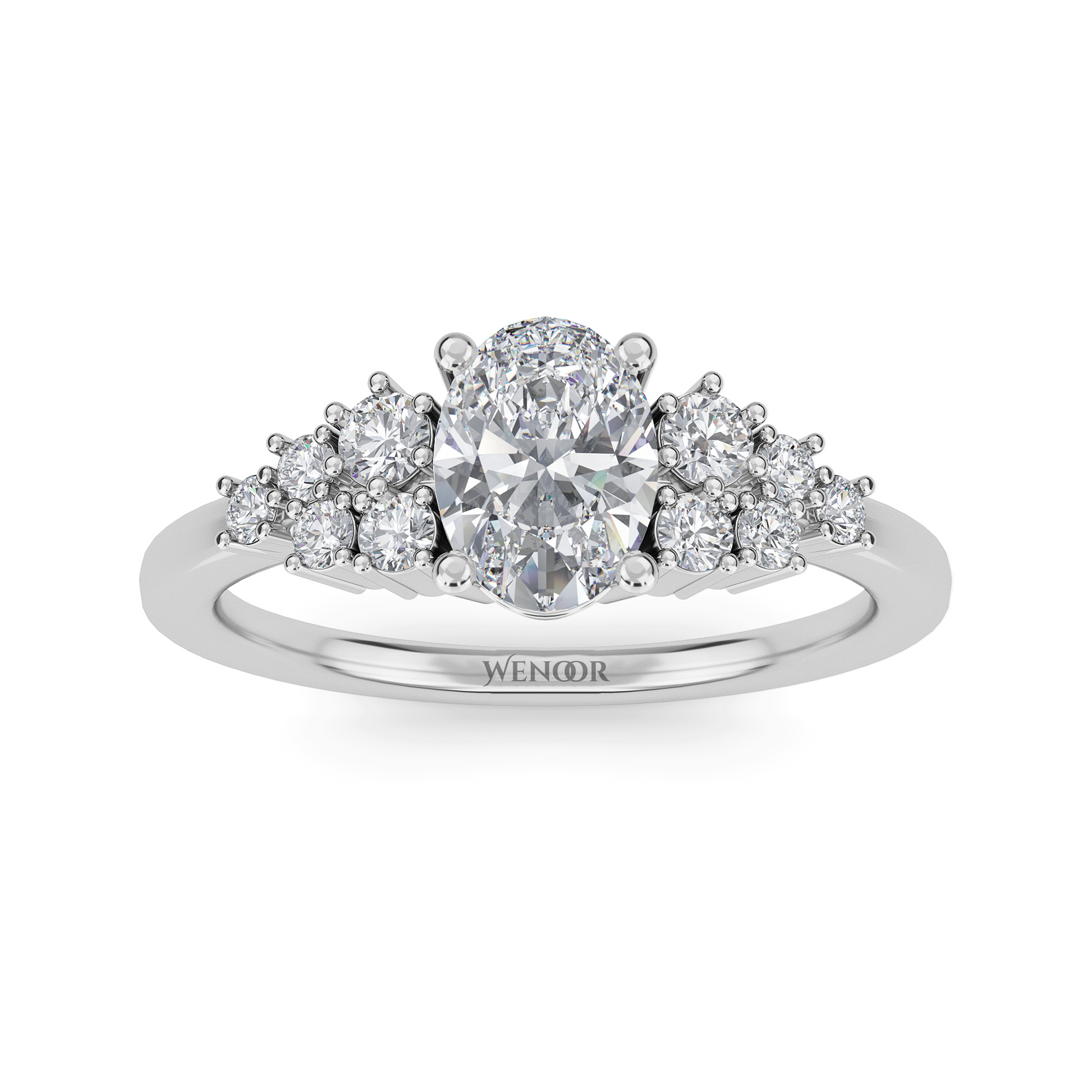 Wenoor Oval Cut Lab Grown Diamond Engagement Ring in 12K, 14K, 18K Gold