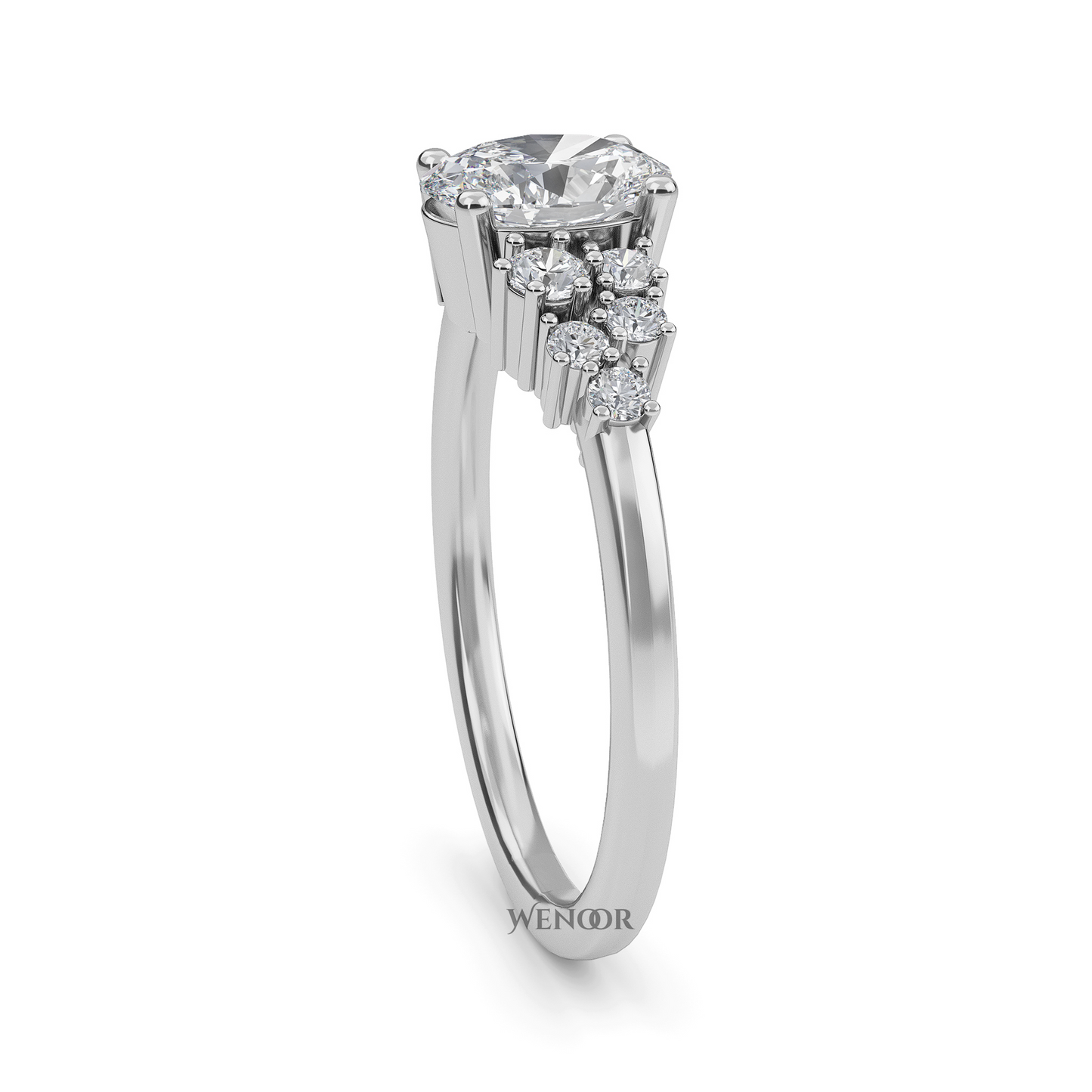 Wenoor Oval Cut Lab Grown Diamond Engagement Ring in 12K, 14K, 18K Gold