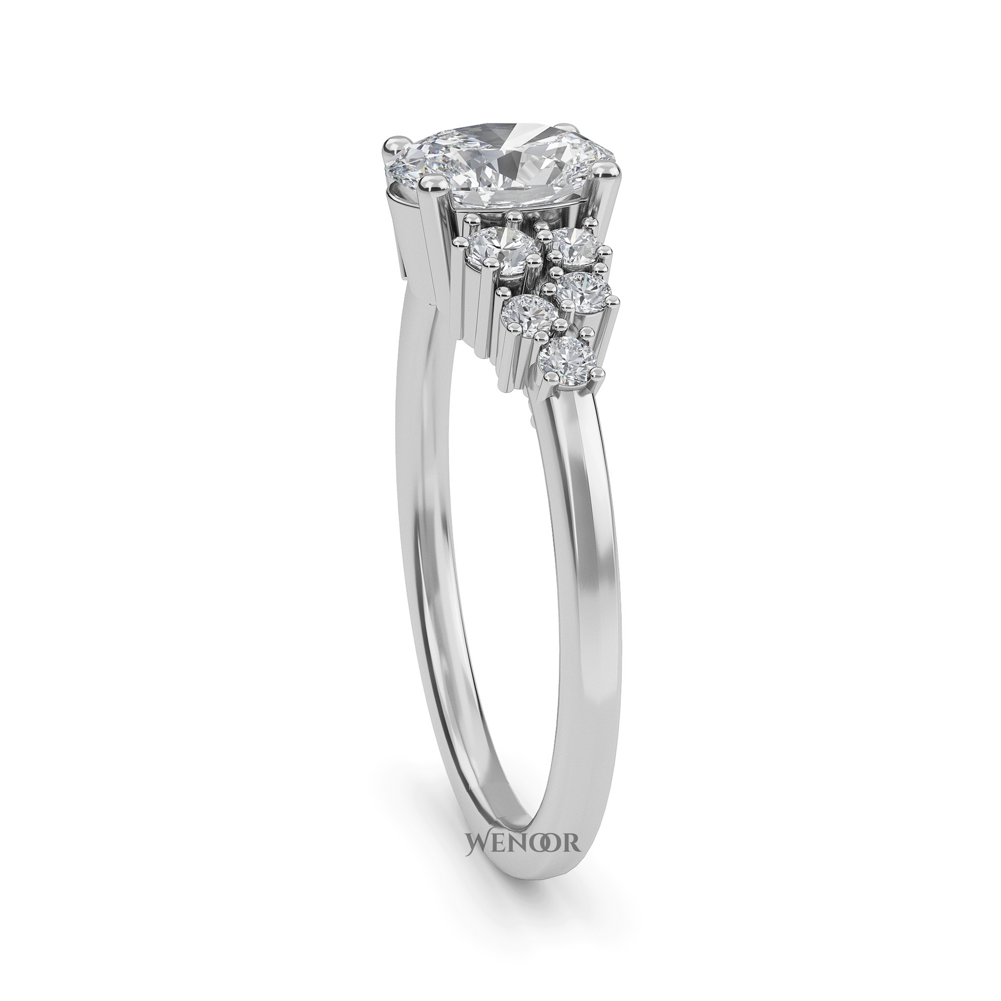 Wenoor Oval Cut Lab Grown Diamond Engagement Ring in 12K, 14K, 18K Gold