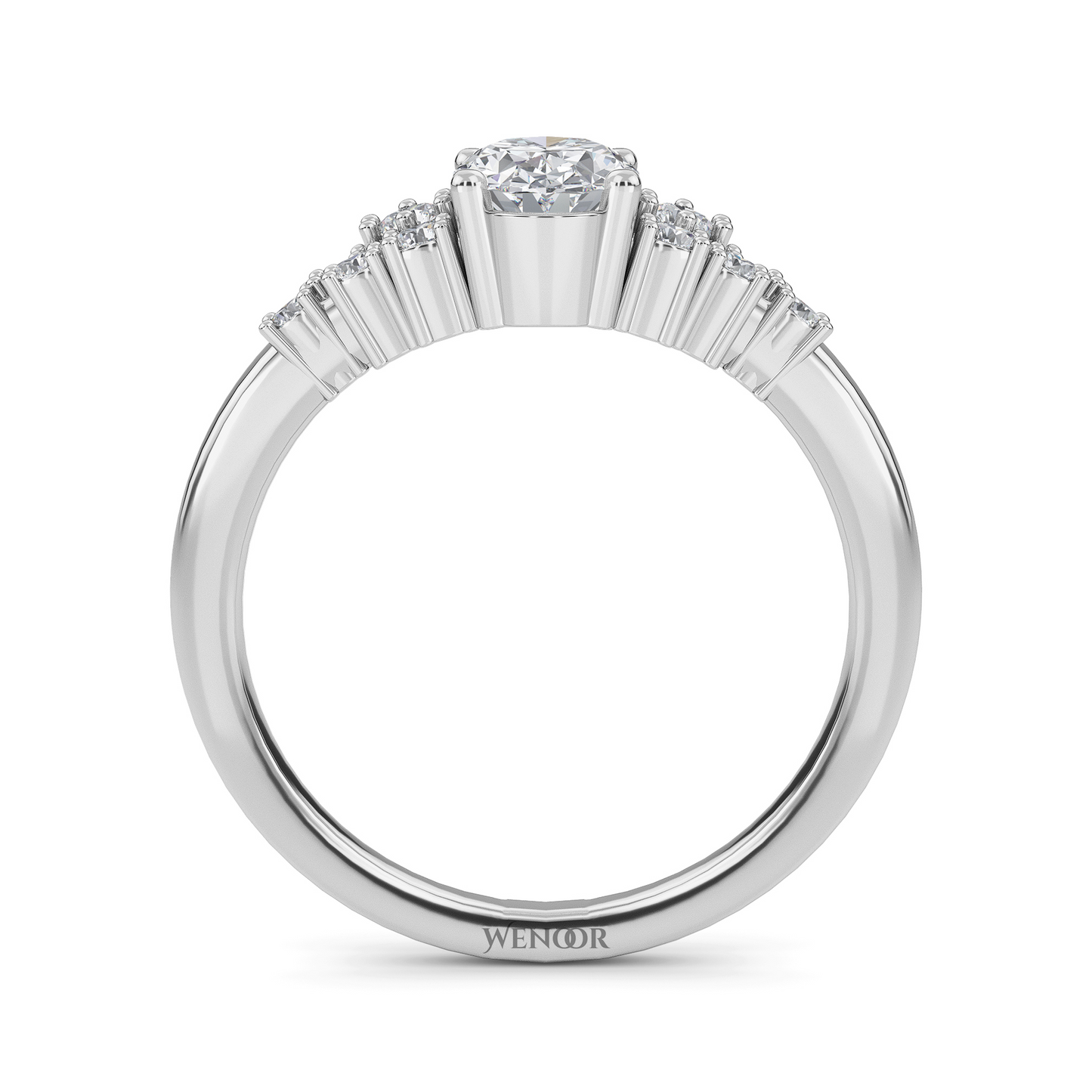 Wenoor Oval Cut Lab Grown Diamond Engagement Ring in 12K, 14K, 18K Gold