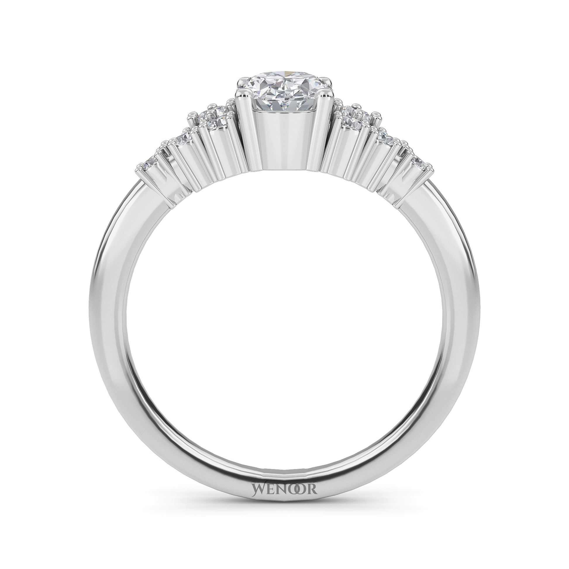 Wenoor Oval Cut Lab Grown Diamond Engagement Ring in 12K, 14K, 18K Gold