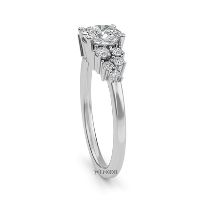 Unique east west emerald cut diamond ring with a geometric white yellow rose gold band for emerald cut diamond accent style ring