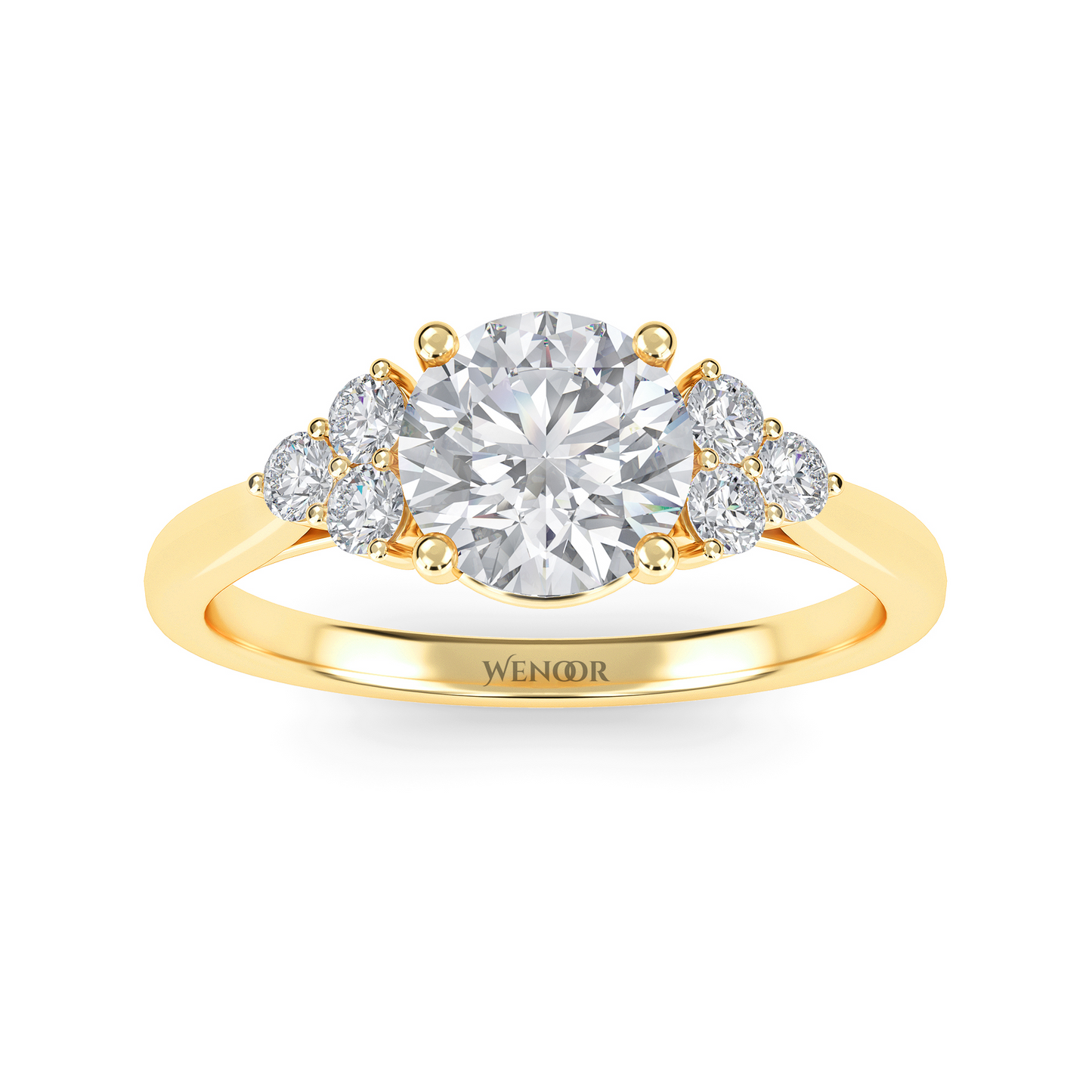 white, Yellow, rose gold channel set round lab grown diamond accent ring at wenoor