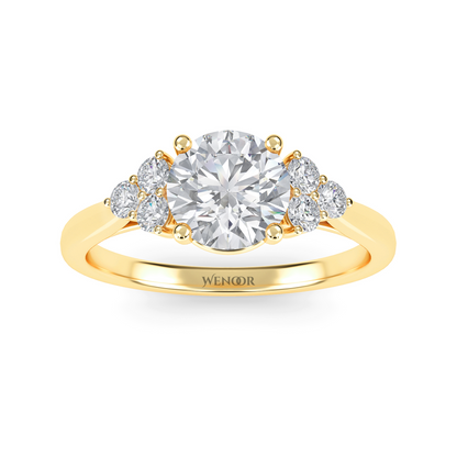 white, Yellow, rose gold channel set round lab grown diamond accent ring at wenoor