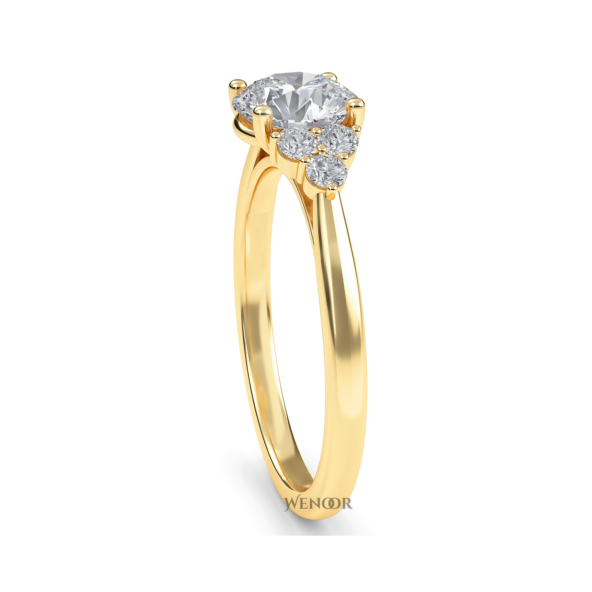 white, Yellow, rose gold channel set round lab grown diamond accent ring at wenoor