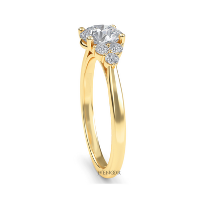 white, Yellow, rose gold channel set round lab grown diamond accent ring at wenoor