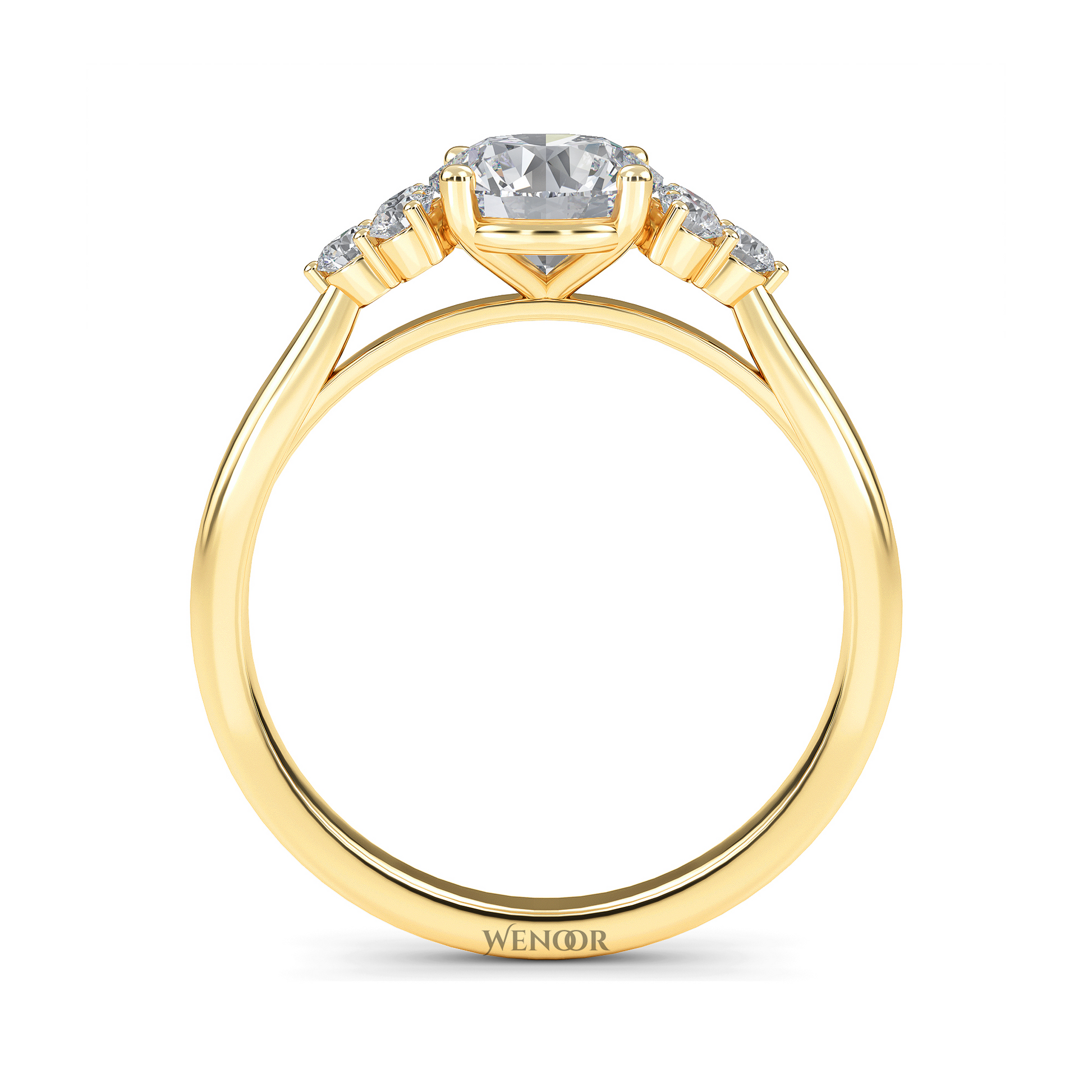 white, Yellow, rose gold channel set round lab grown diamond accent ring at wenoor