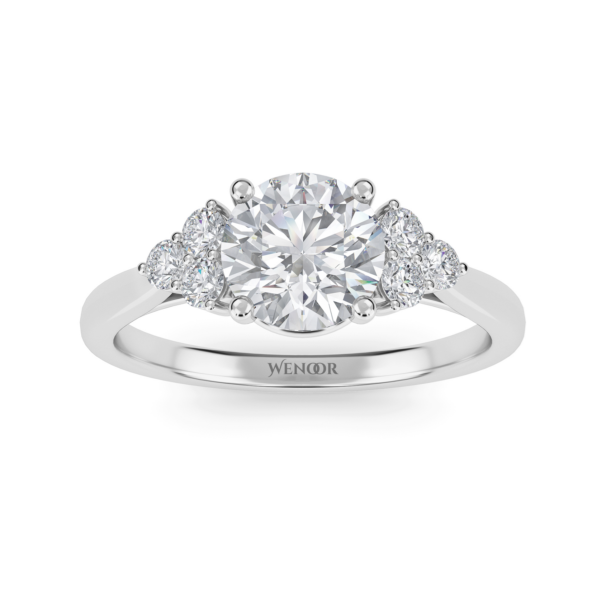 white, Yellow, rose gold channel set round lab grown diamond accent ring at wenoor