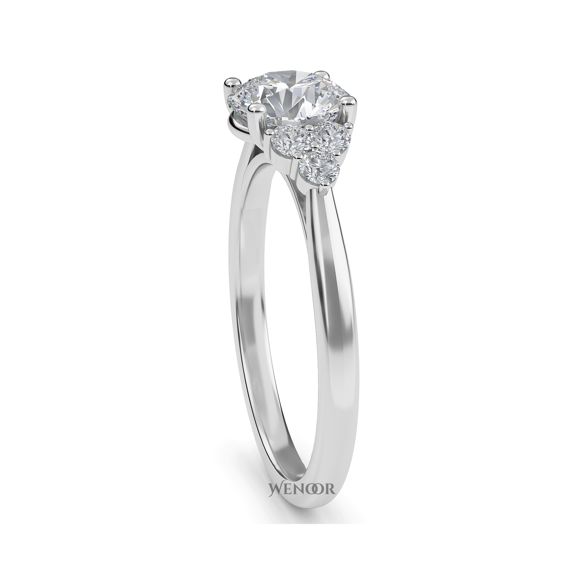 white, Yellow, rose gold channel set round lab grown diamond accent ring at wenoor