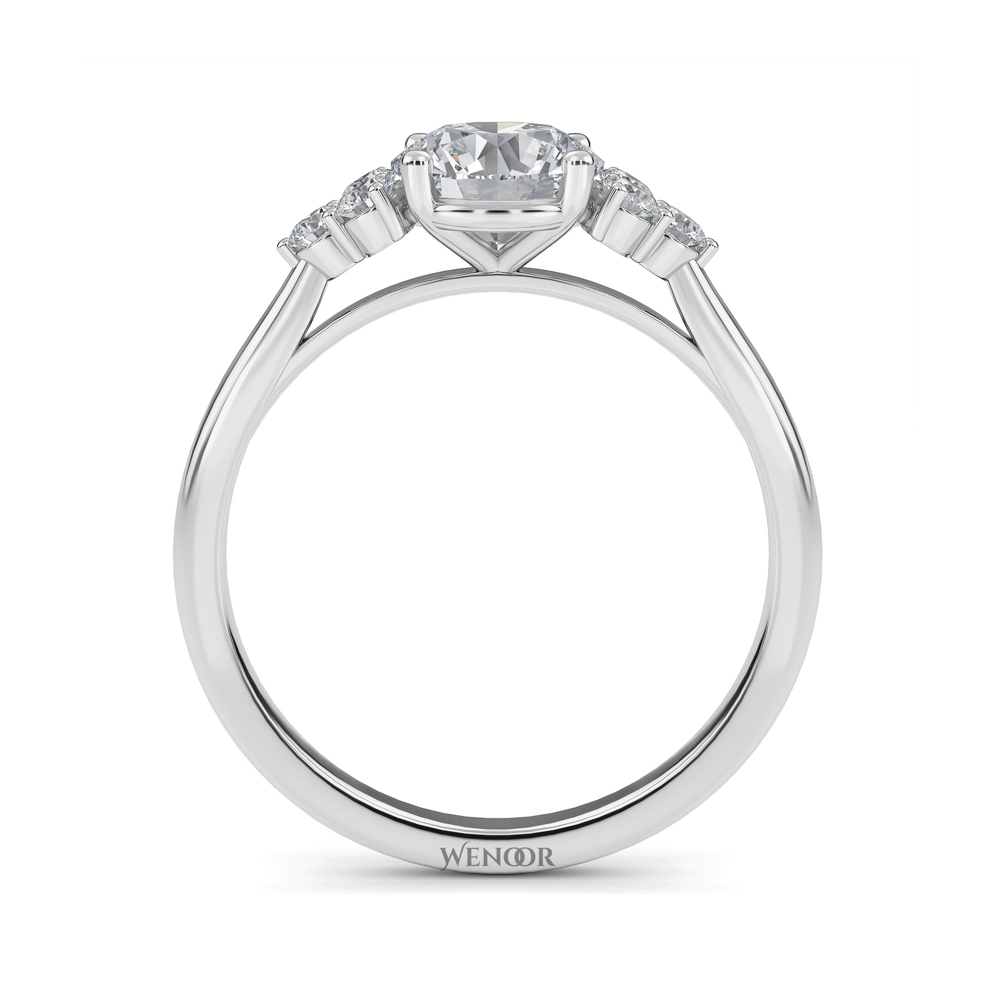 white, Yellow, rose gold channel set round lab grown diamond accent ring at wenoor