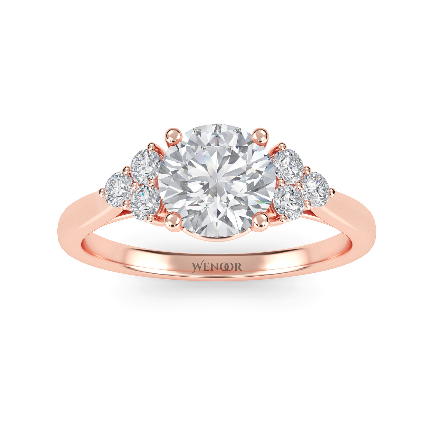 white, Yellow, rose gold channel set round lab grown diamond accent ring at wenoor