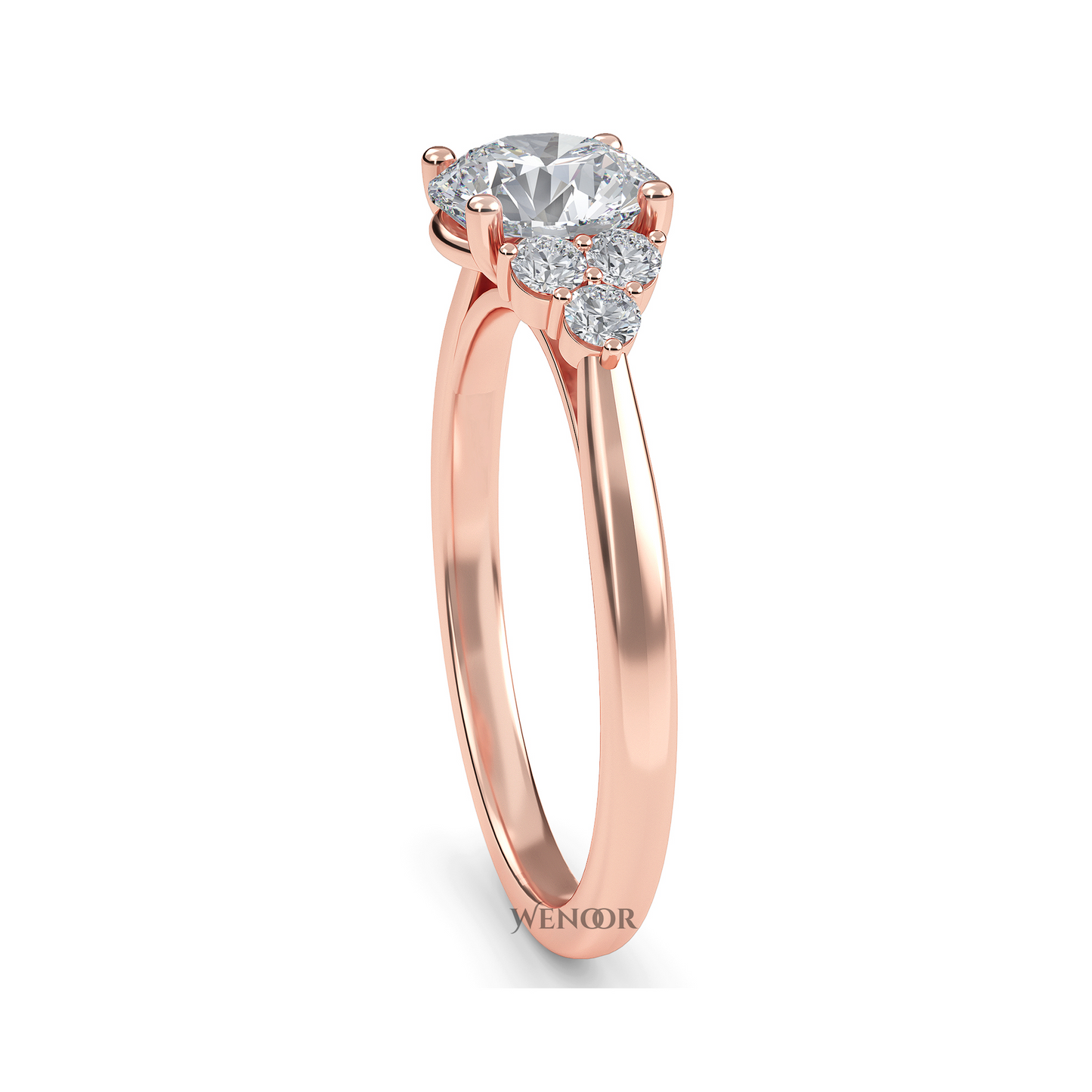 white, Yellow, rose gold channel set round lab grown diamond accent ring at wenoor