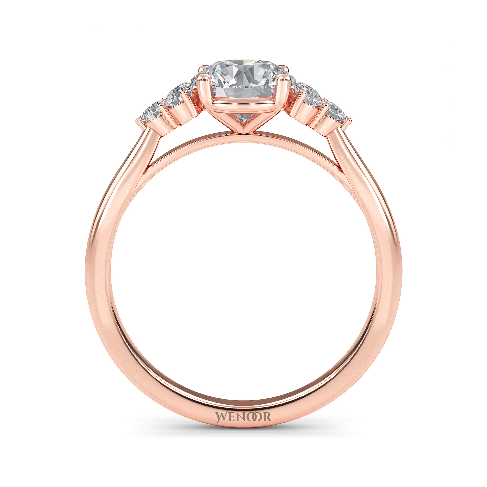 white, Yellow, rose gold channel set round lab grown diamond accent ring at wenoor