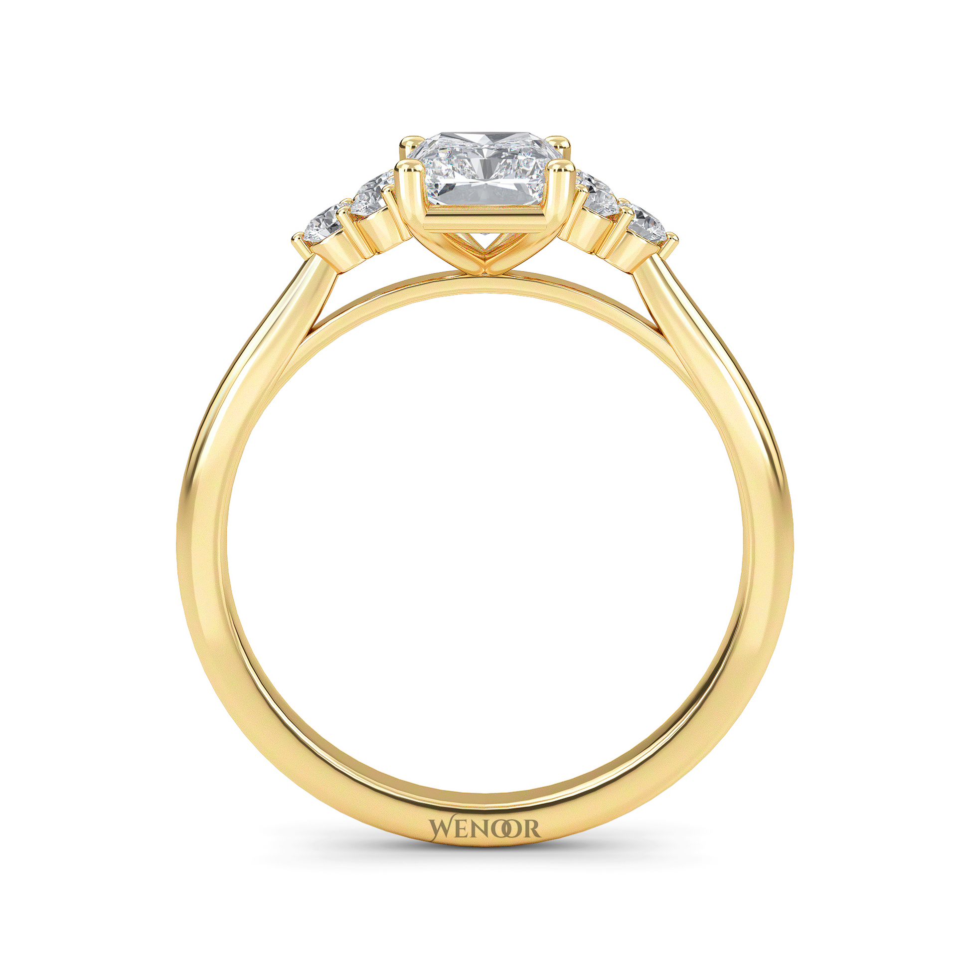 Radiant yellow gold engagement ring
