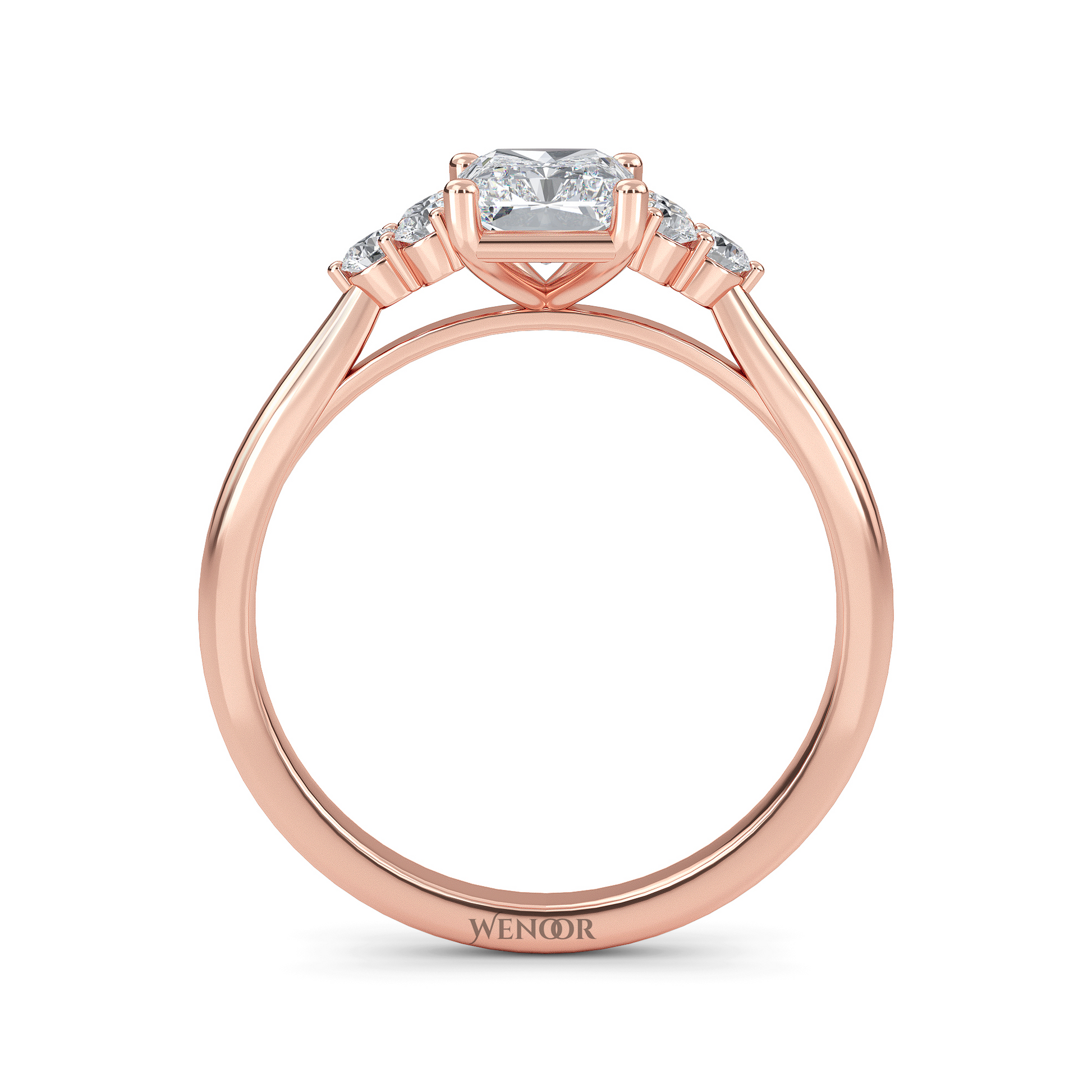 Radiant rose gold engagement ring