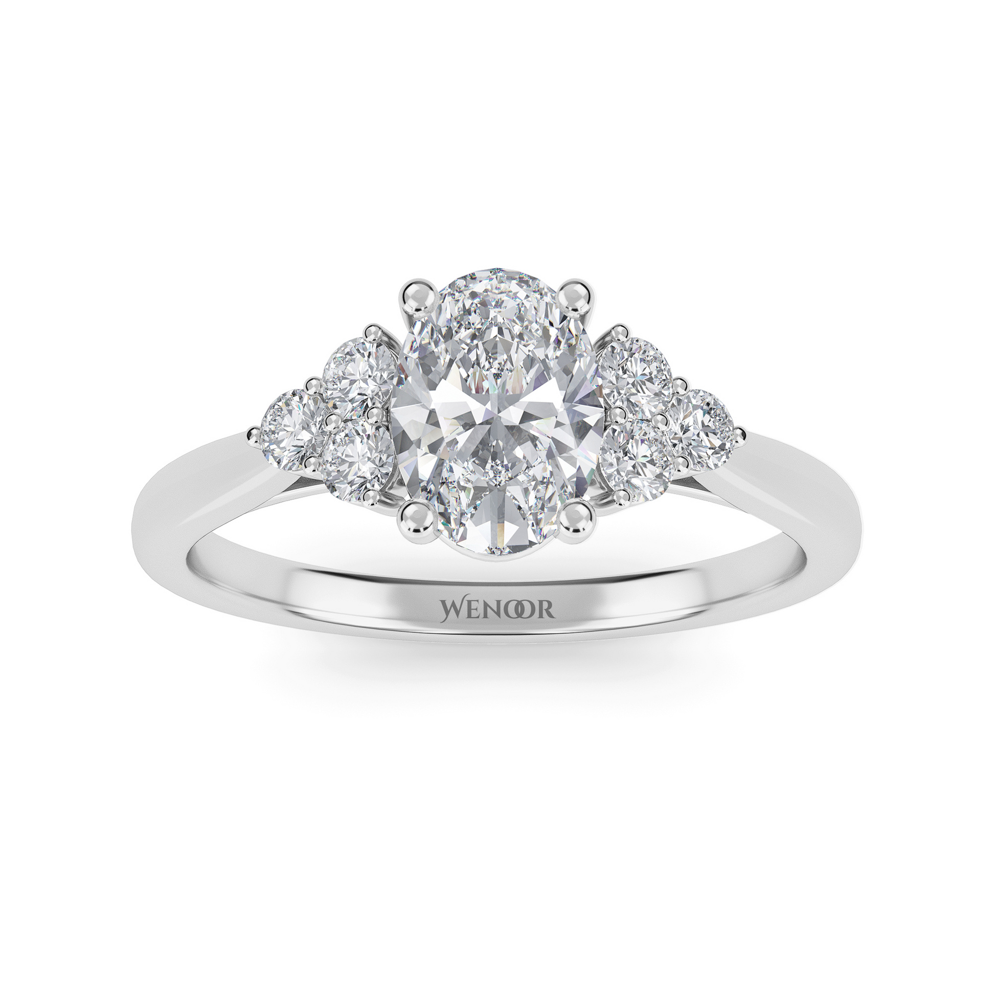 oval cut accent style engagement rings