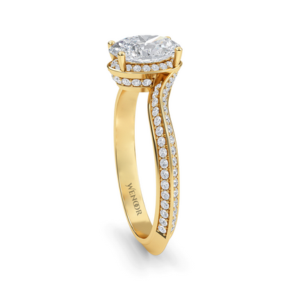 Sustainable oval-cut diamond engagement ring with brilliant white, yellow, rose gold
