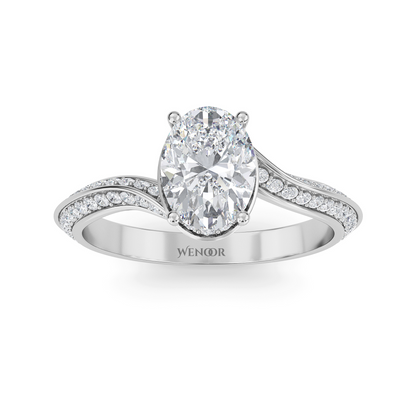 Close up of sparkling oval lab-created diamond in luxurious 10k ,14k, 18K gold setting At Wenoor