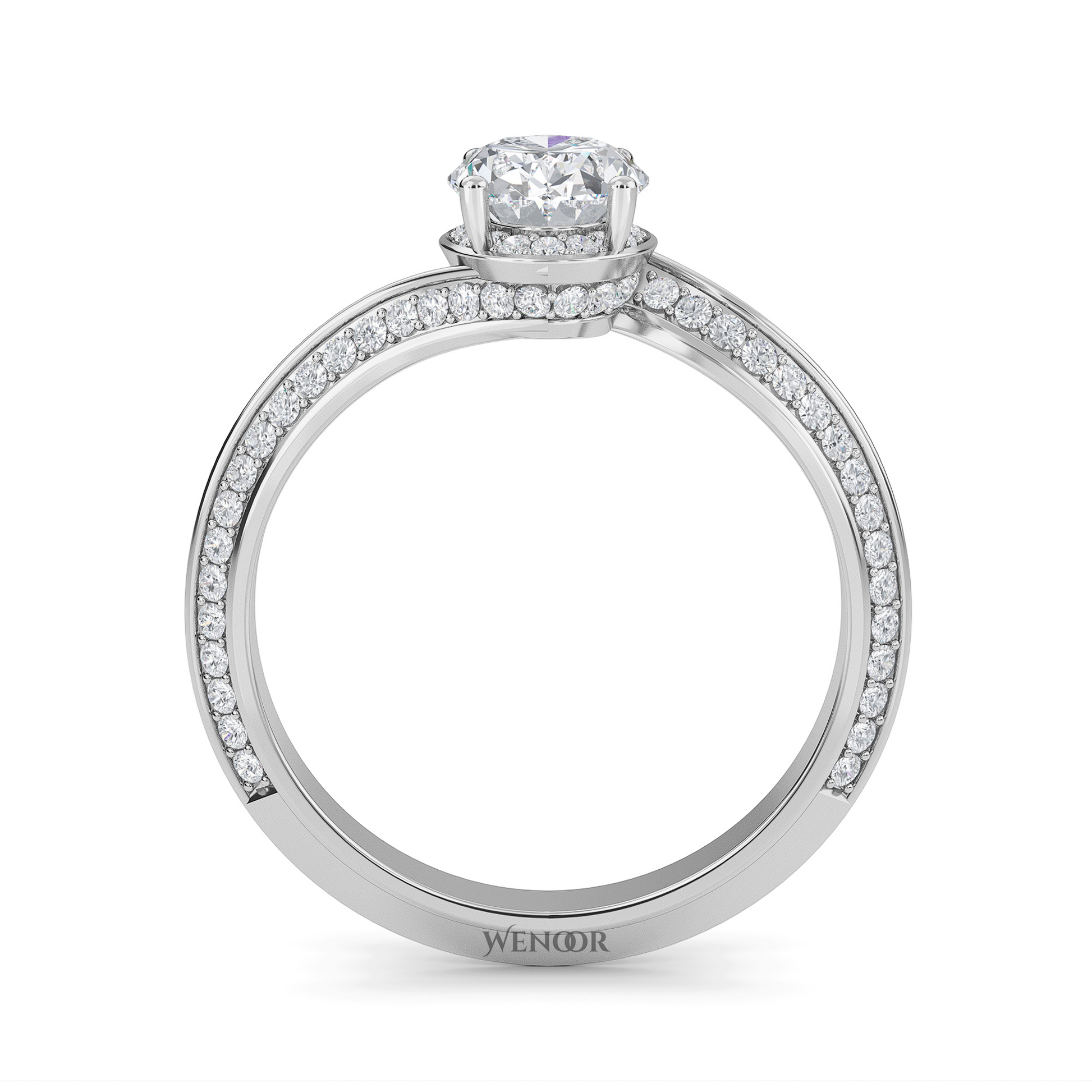 Close up of sparkling oval lab-created diamond in luxurious 10k ,14k, 18K gold setting At Wenoor