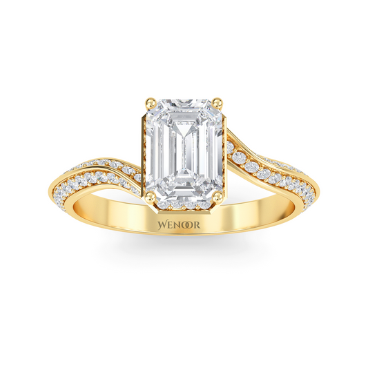 Timeless emerald cut lab diamond engagement ring  elongated silhouette for finger lengthening elegance.