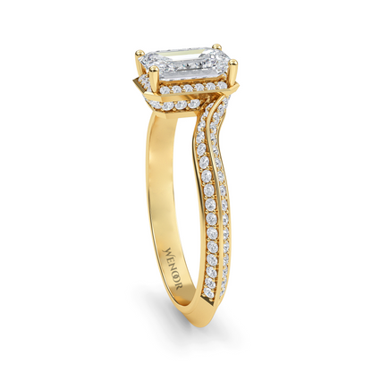 Timeless emerald cut lab diamond engagement ring  elongated silhouette for finger lengthening elegance.
