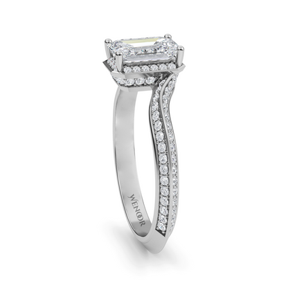 Emerald cut lab grown diamond engagement ring in 10K, 14K, 18K White Gold