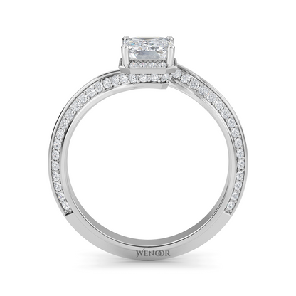 Emerald cut lab grown diamond engagement ring in 10K, 14K, 18K White Gold