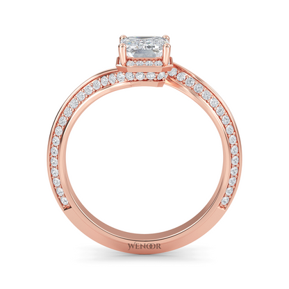 Emerald Cut Lab Grown Diamond Engagement Ring In Rose Gold
