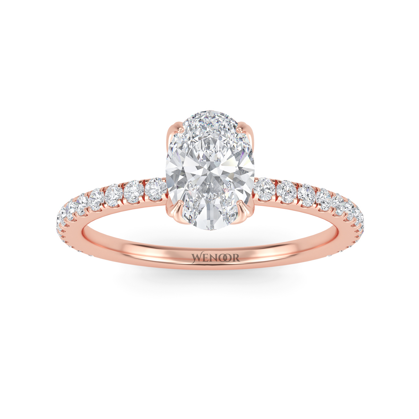 Skylar Oval Cut Lab Grown Diamond Accent Gold Wedding Ring